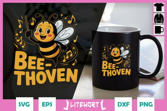 Bee-thoven Funny Bee Puns SVG Graphics for Crafts