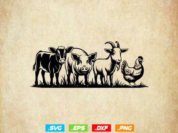 Funny Farm Animals Svg for Creative Design Projects