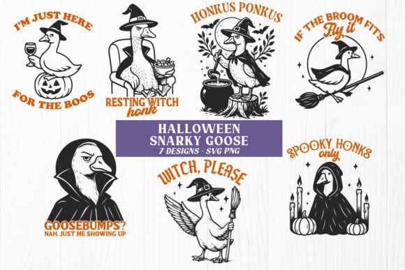 Funny Halloween Goose SVG PNG Bundle for Crafts and Graphics