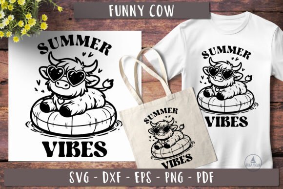 Funny Highland Cow Svg Summer Vibes for Crafts and Graphics