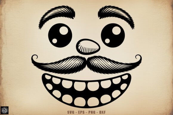 Funny Mustache Face SVG for Graphics and Crafts