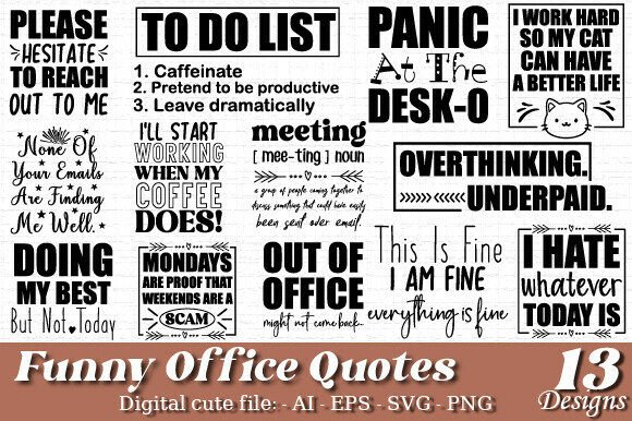 Funny Office Quotes SVG Bundle for Crafts and Graphics