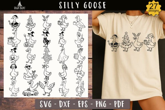 Funny Silly Goose Svg Bundle for Crafts and Graphics