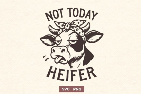 Not Today Heifer SVG PNG for Crafts and Graphics