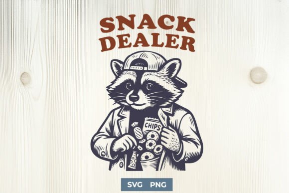 Snack Dealer SVG PNG – Funny Raccoon for Crafts and Graphics